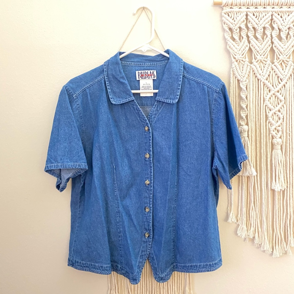Vintage Bill Blass Denim Button Up Blouse